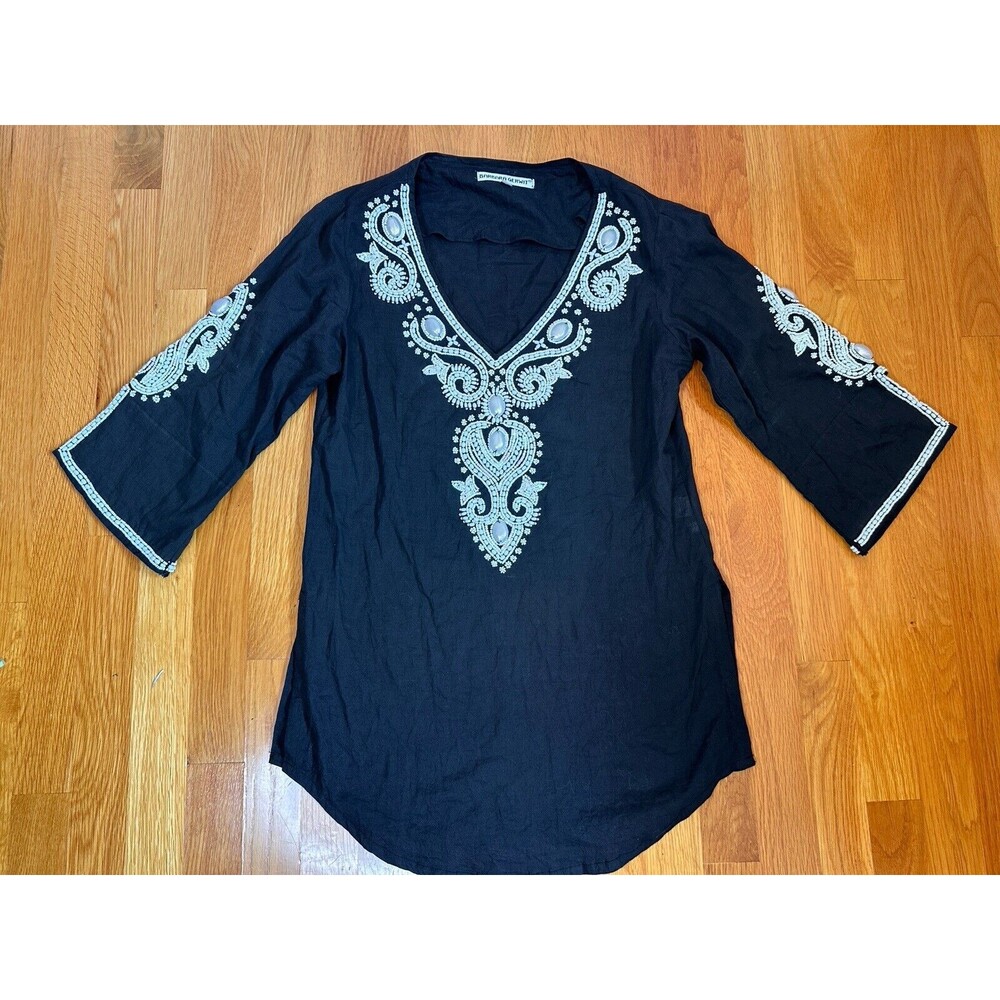 Barbara Gerwit Small Beaded Pullover Tunic Top Bl… - image 3